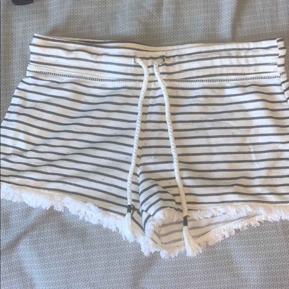 Grey and White Striped Comfy Shorts